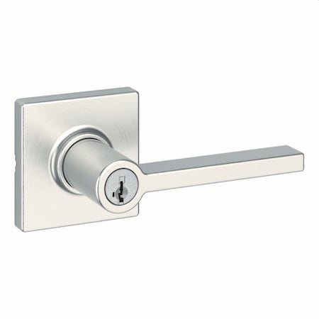Kwikset Casey Lever with Square Rose Entry Door Lock SmartKey with 6AL Latch, RCS Strike Satin Nickel Finish 405CSLSQT-15S